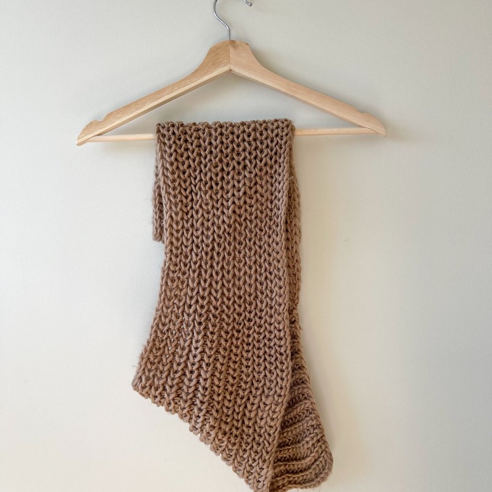 Camel Brown Chunky Knit Snood Scarf - Picture 4 of 4